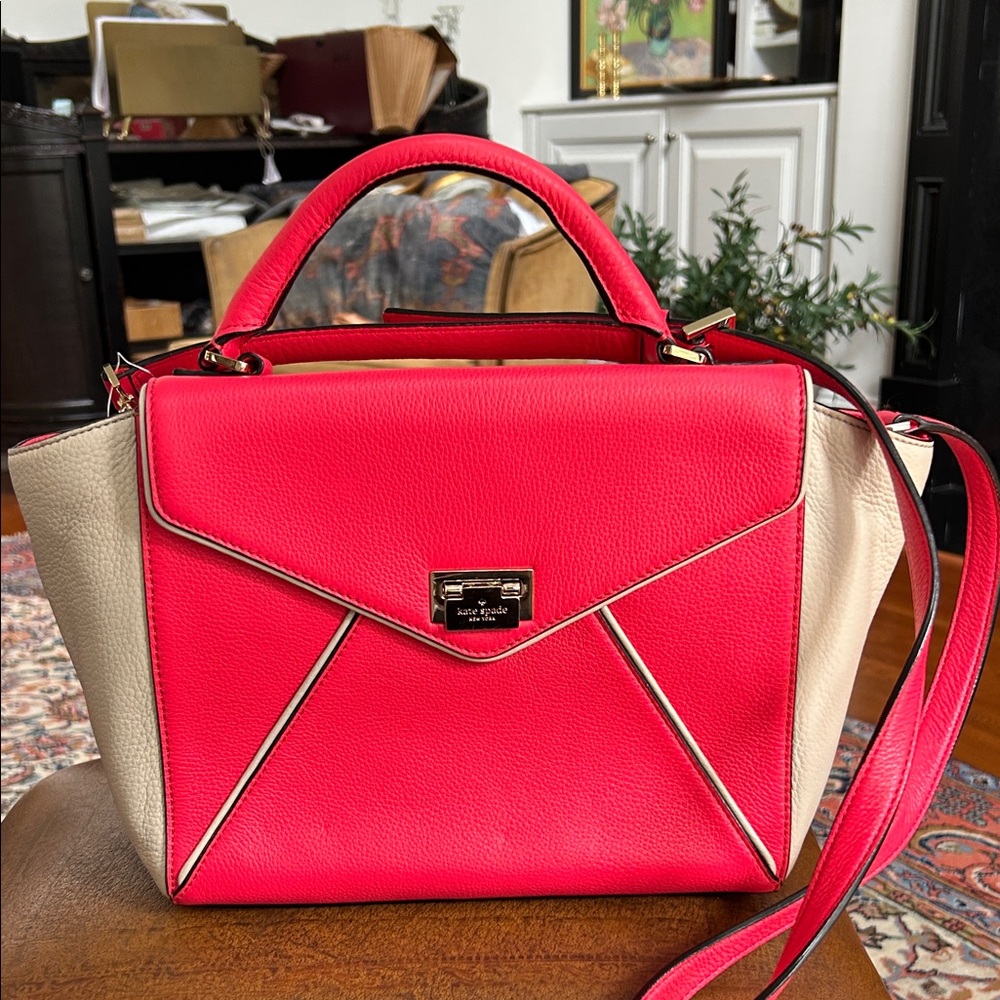 Kate Spade Vibrant Red and Cream Satchel